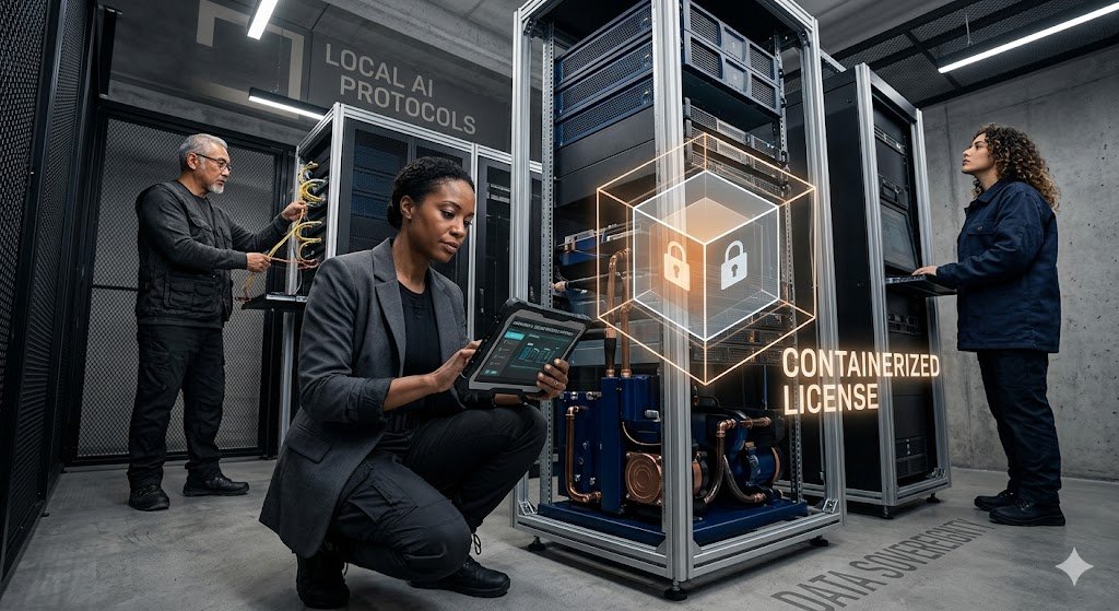 Enterprise server room with containerized license