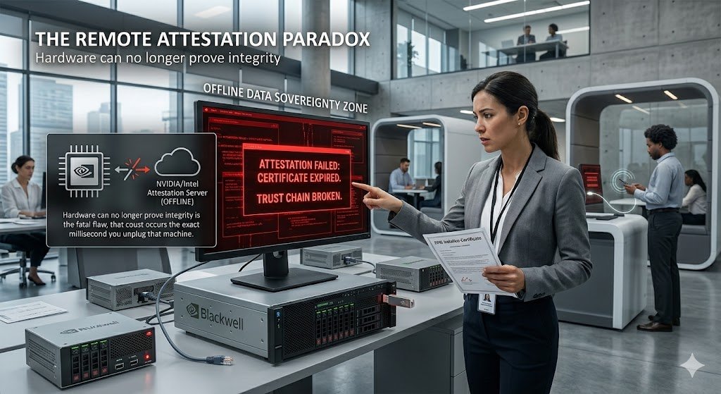 Remote attestation paradox: hardware cannot prove integrity when offline